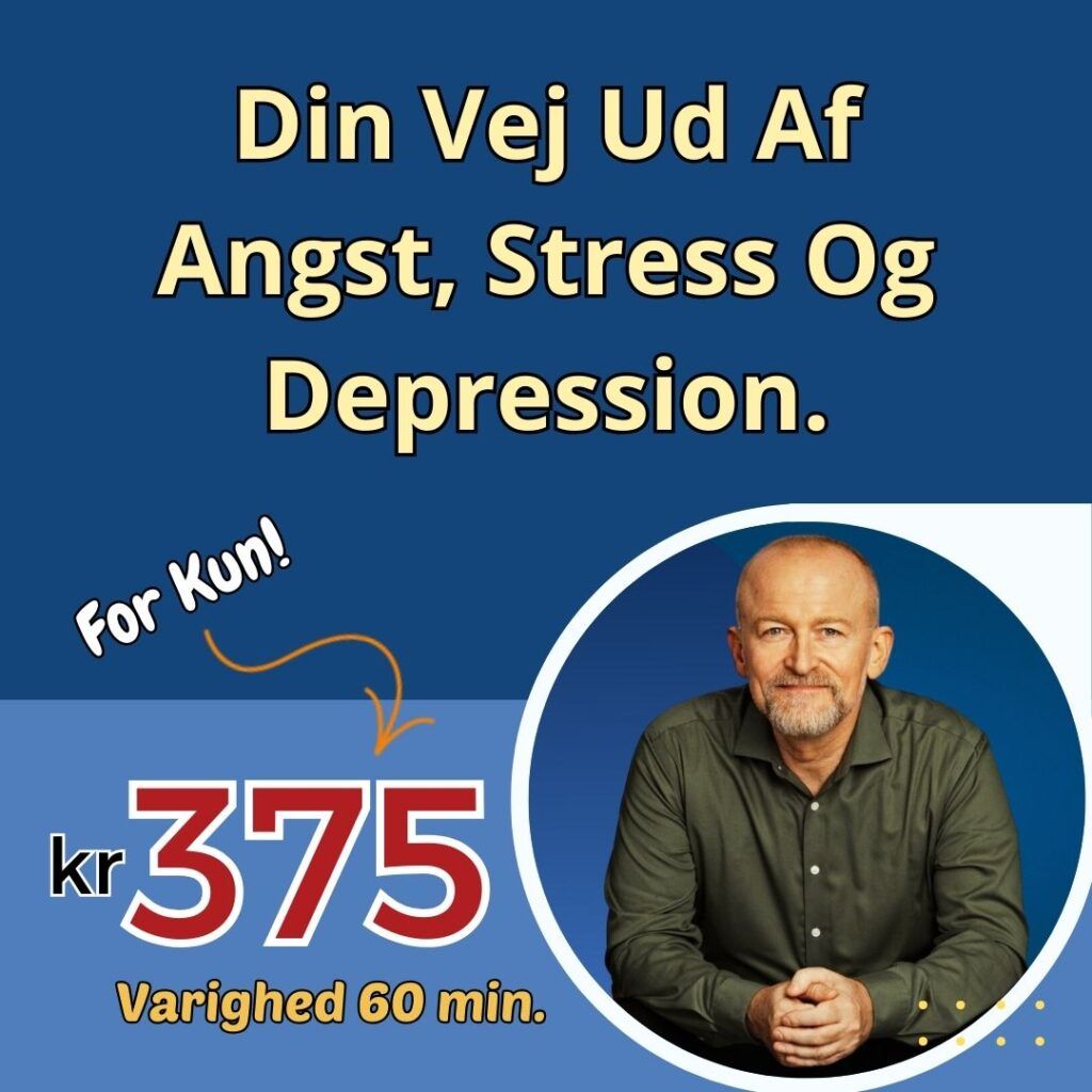 Reklame for professionel hjælp med Metakognitiv Terapi hos corehypnose.dk i Valby. Billedet viser Lars, metakognitiv terapeut og hypnotisør, der smiler, omkranset af tekst og grafik, der fremhæver tilbuddet om terapi til en pris af 375 kr. for 60 minutter